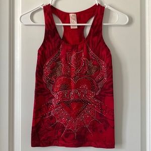 Rhinestone racerback tank top.